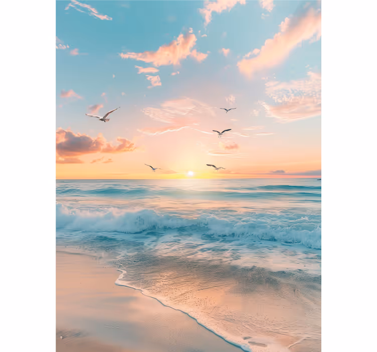 Beach and seagulls bathroom roller blind - TenStickers