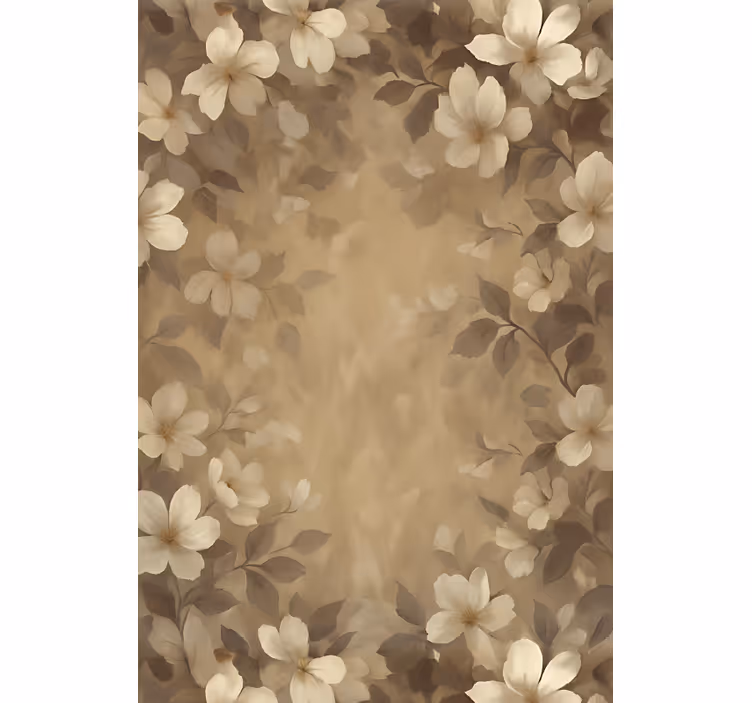 Beige painted flowers living room roller blind - TenStickers