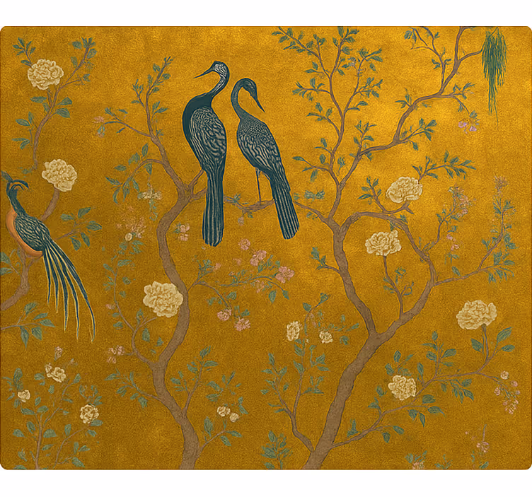 Ornate golden Chinoiserie living room roller blind - TenStickers