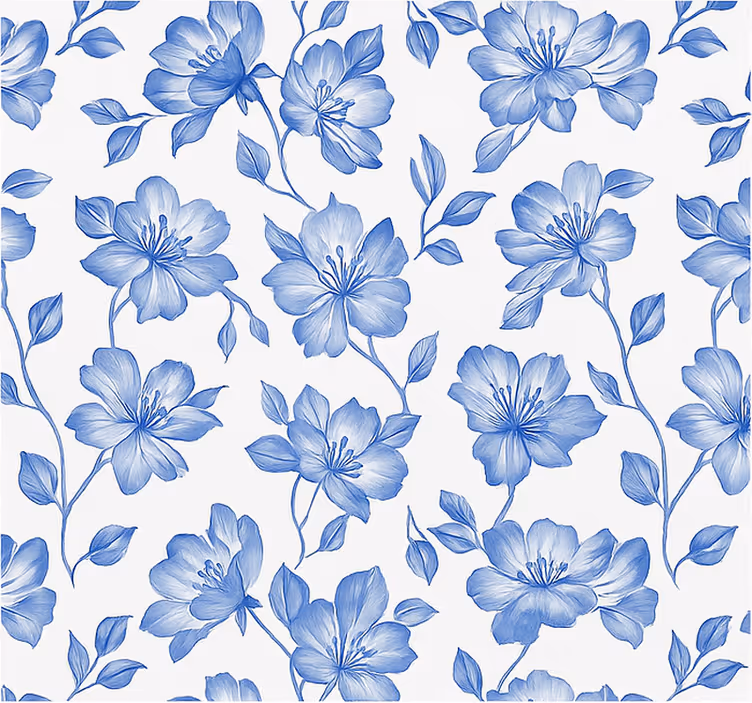 Blue and white floral master bedroom roller blind - TenStickers