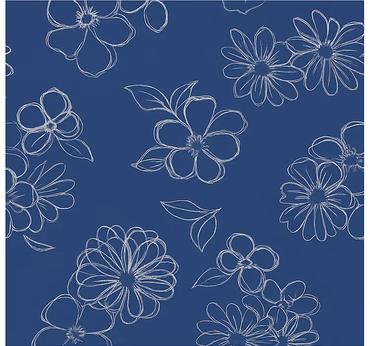 Blue outline florals master bedroom roller blind - TenStickers