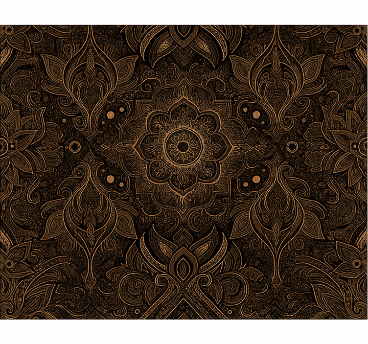 Dining room roller blind in black and gold mandala - TenStickers
