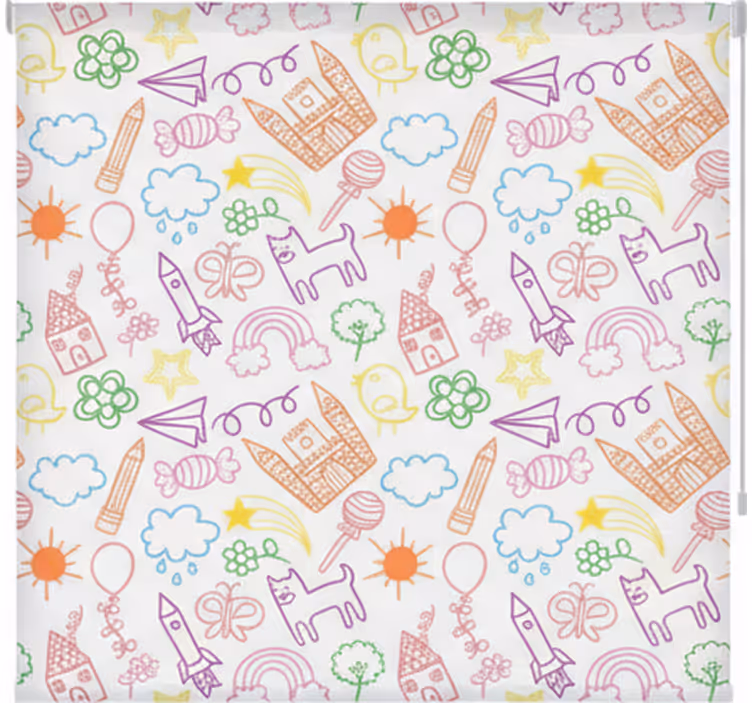 Scandinavian roller blind with whimsical doodle print - TenStickers