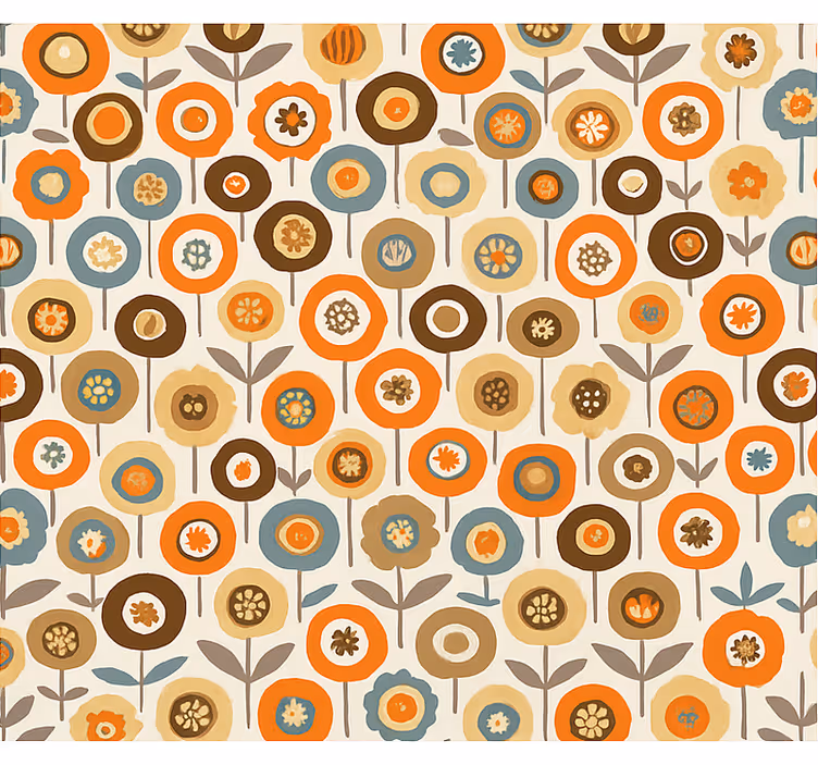 Scandinavian roller blind with vibrant vintage flowers - TenStickers