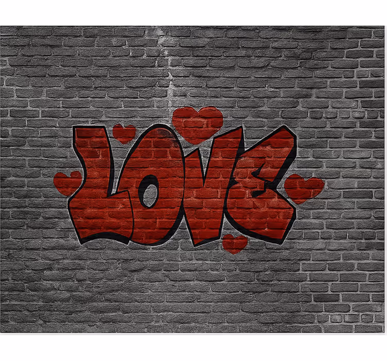 Modern roller blind love on brick wall - TenStickers