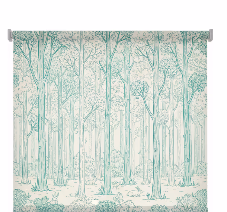 Mint woodland sketch tree roller blind - TenStickers