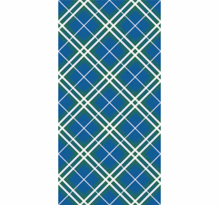 Home office roller blind blue and green tartan - TenStickers