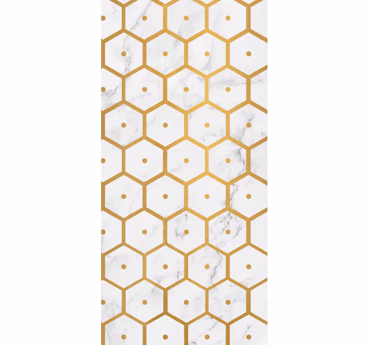 Kitchen roller blind in hexagonal gold marble pattern - TenStickers