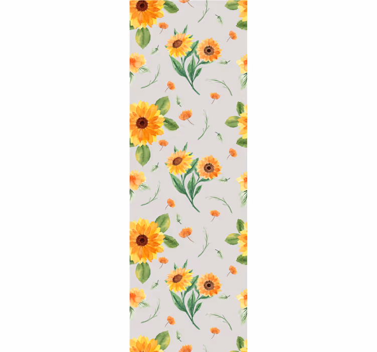 Kitchen roller blind sunflower watercolor floral design - TenStickers