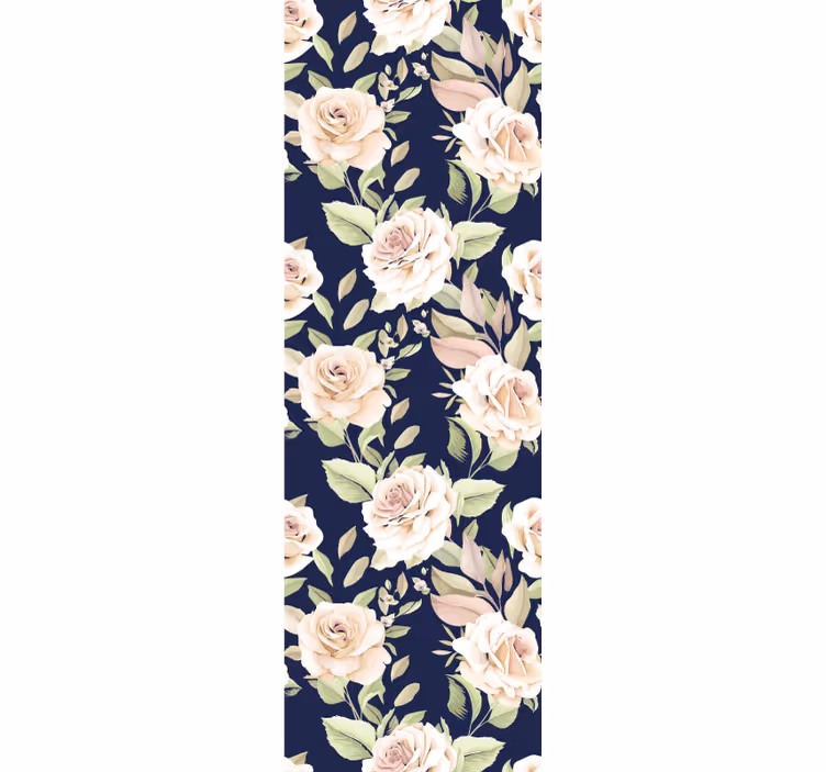 Kitchen roller blind with vintage rose pattern on blue - TenStickers