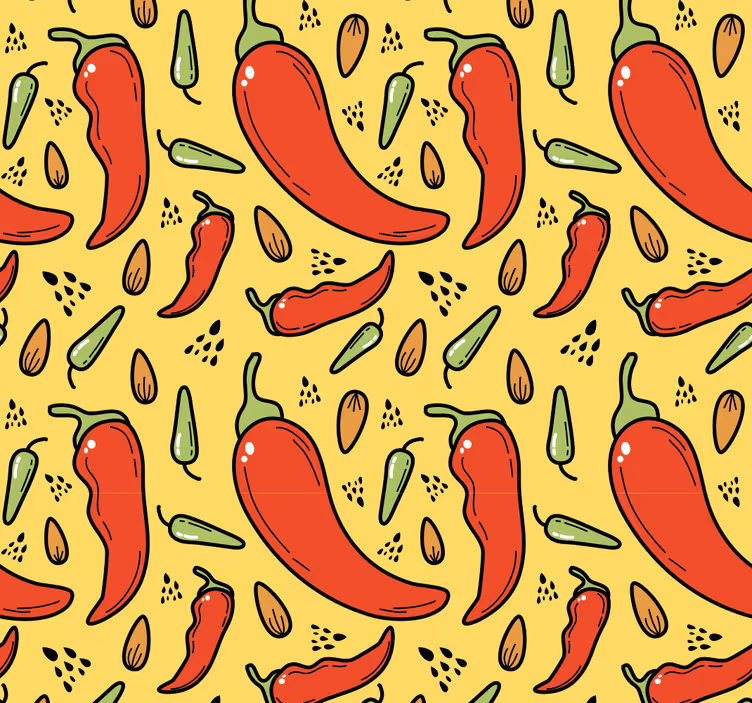 Kitchen roller blind with red and green chili design - TenStickers