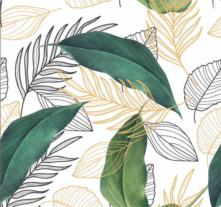 Kitchen roller blind with green and gold leaf art - TenStickers