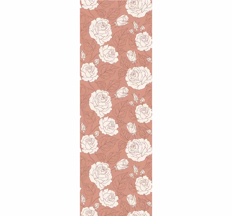 Dining room roller blind in terracotta large roses - TenStickers