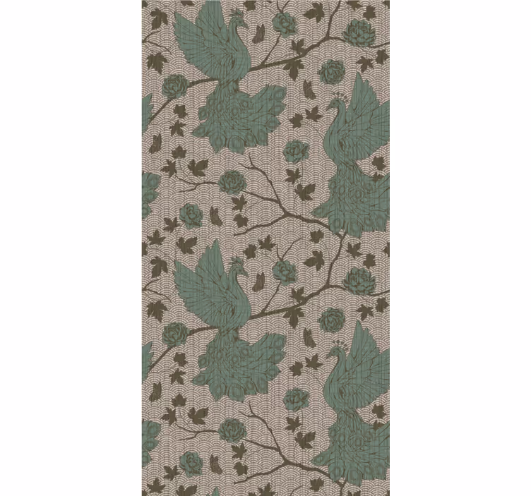 Dining room roller blind with green birds on jute - TenStickers