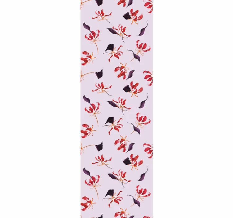 Dining room roller blind with hand drawn red lily design - TenStickers