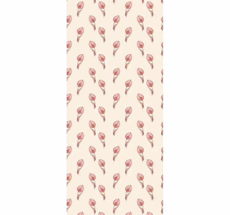 Dining room roller blind with small pink tulip pattern - TenStickers