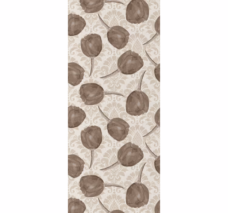 Dining room roller blind with gray tulips and scrolls - TenStickers