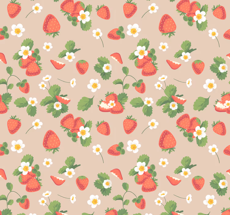 Dining room roller blind strawberries and flowers - TenStickers