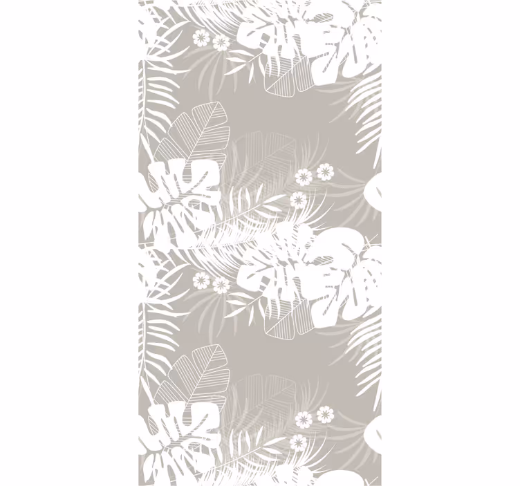 Dining room roller blind in gray tropical leaves - TenStickers