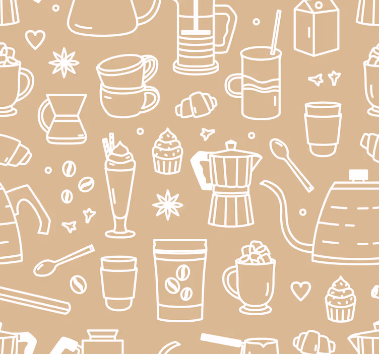 Dining room roller blind coffee cups and glasses pattern - TenStickers