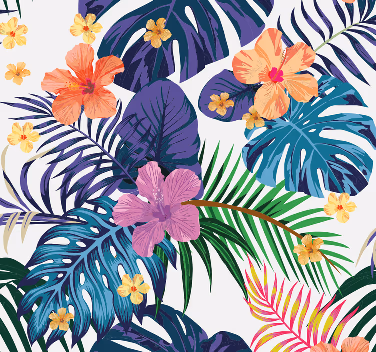 Dining room roller blind with hawaiian floral design - TenStickers