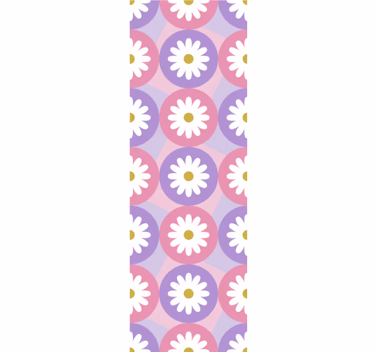 Children room roller blind with purple pink daisy pattern - TenStickers