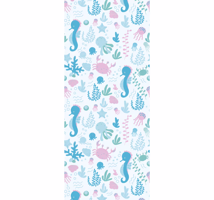 Children room roller blind with pastel sea life design - TenStickers