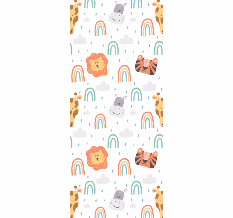 Pastel animals and rainbows children room roller blind - TenStickers