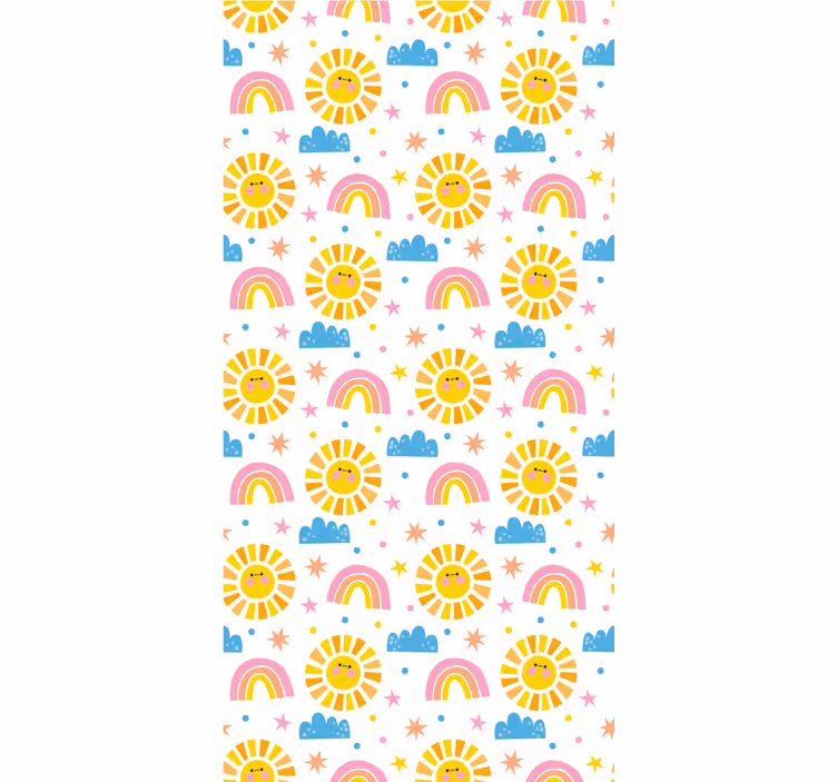 Children room roller blind with rainbow suns and clouds - TenStickers