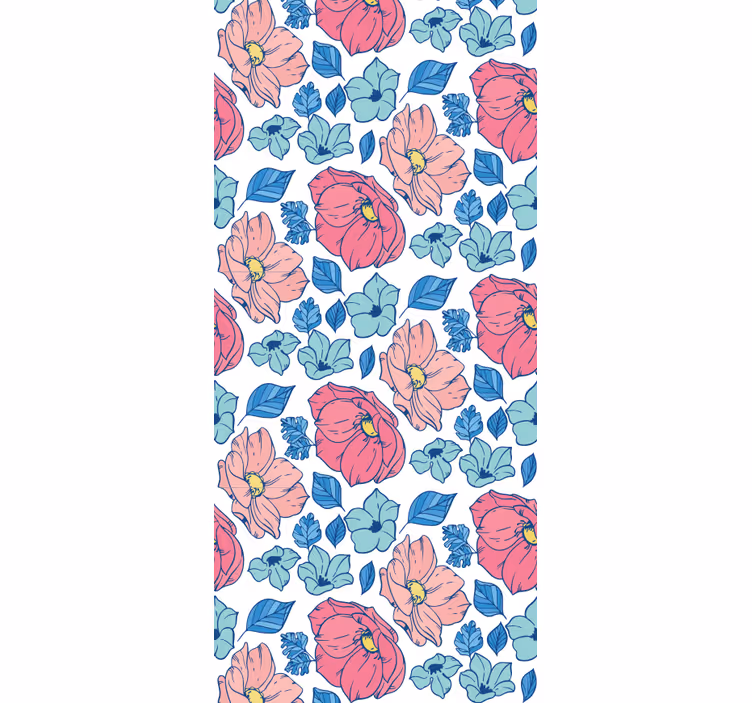 Children room roller blind in soft pink and blue flowers - TenStickers