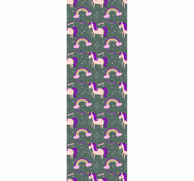 Children room roller blind pink and green unicorns - TenStickers