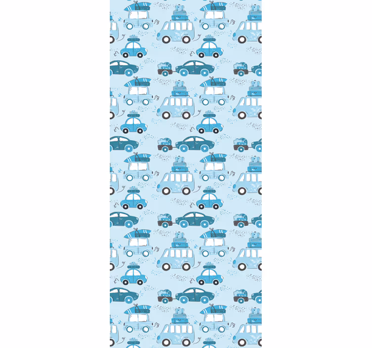 Children room roller blind blue city vehicles style - TenStickers