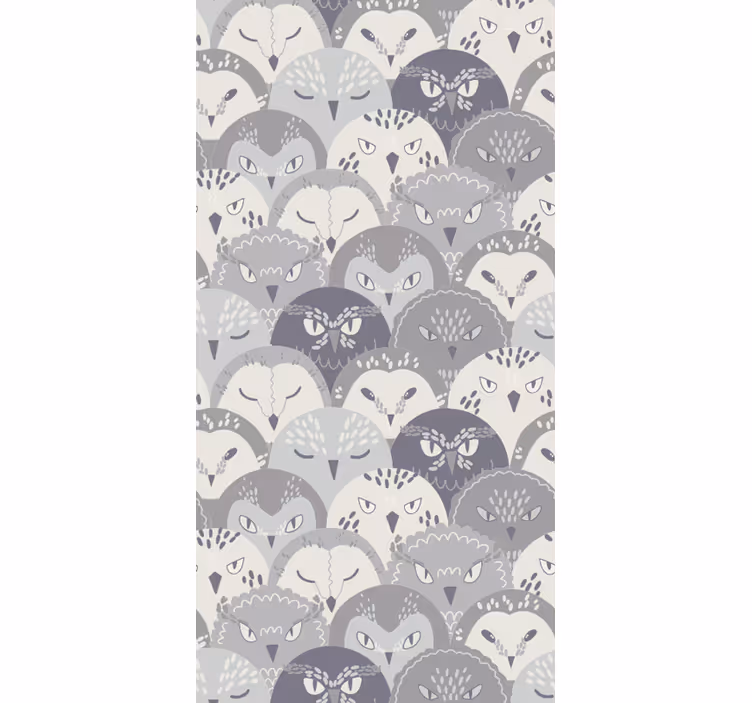 Children room roller blind gray owl on branches nordic style - TenStickers