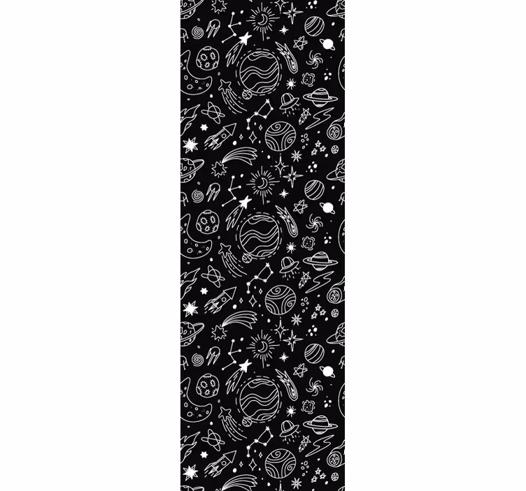 Children room roller blind cosmic black and white - TenStickers