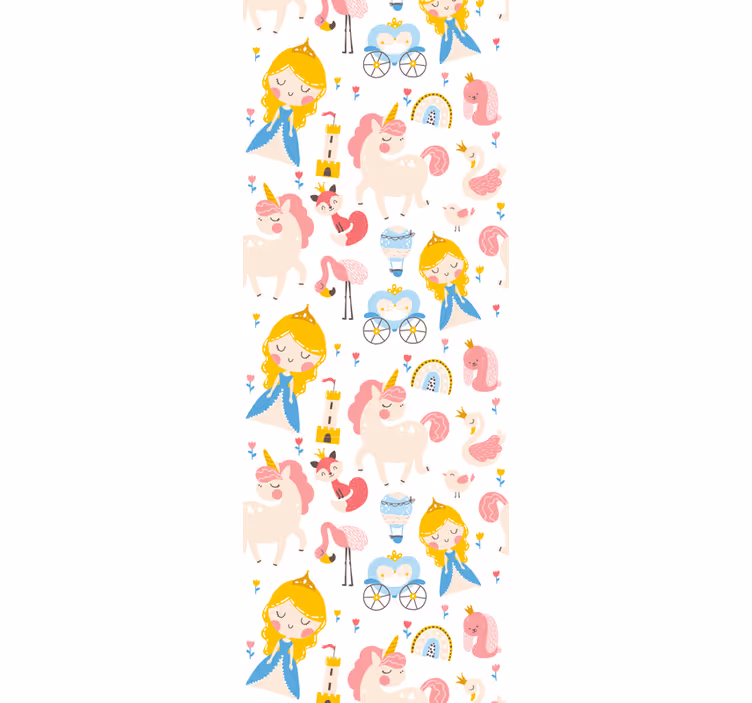 Children room roller blind cartoon princes and unicorn - TenStickers