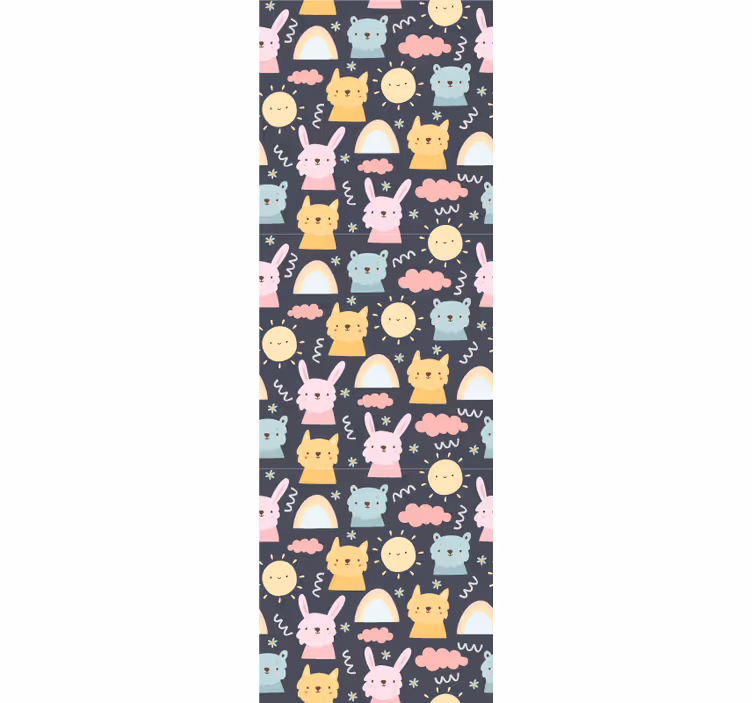 Children room roller blind with pastel animals and rainbows - TenStickers