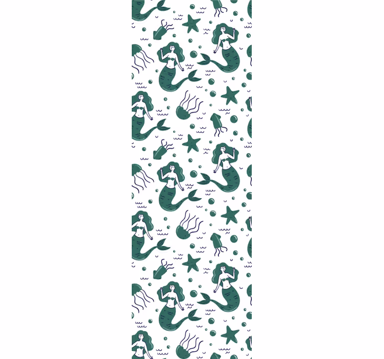 Children room roller blind green mermaids - TenStickers