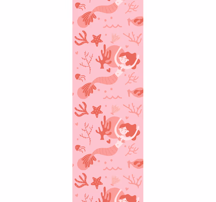 Children room roller blind mermaid pink smiling wave - TenStickers