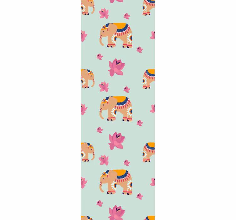 Children room roller blind indian peach elephants - TenStickers