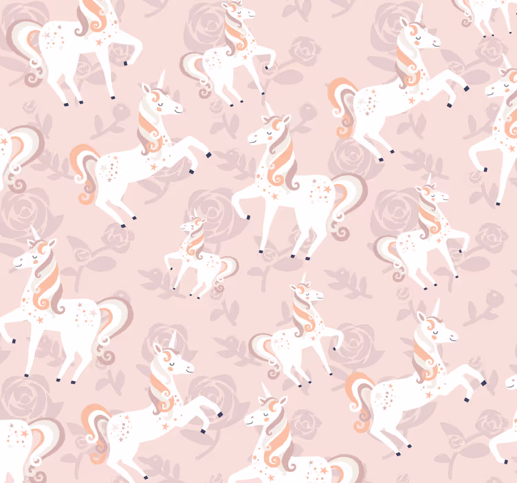 Children room roller blind pink tall unicorn with flowers - TenStickers