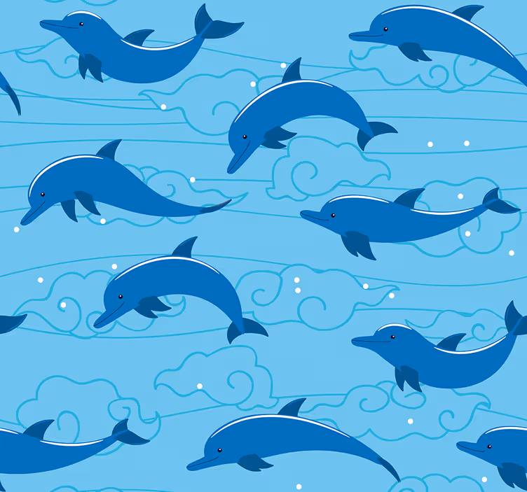 Children room roller blind sky with clouds and dolphins - TenStickers