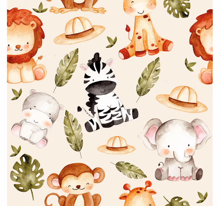 Children room roller blind in beige safari design - TenStickers