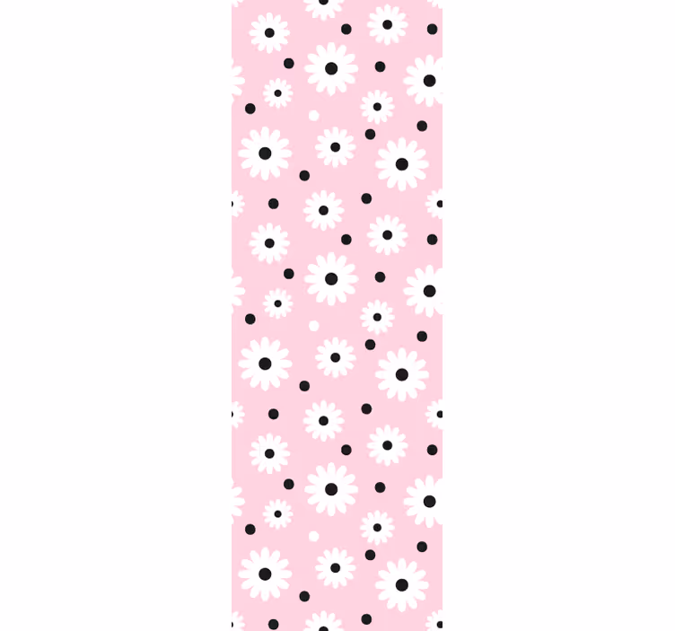Children room roller blind in pink black dot flowers - TenStickers