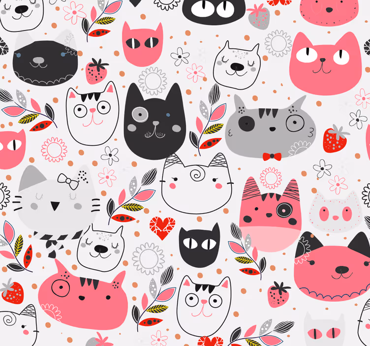 Children room roller blind with illustrated cats - TenStickers