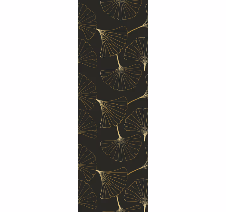 Office roller blind ginkgo leaves charcoal gold - TenStickers
