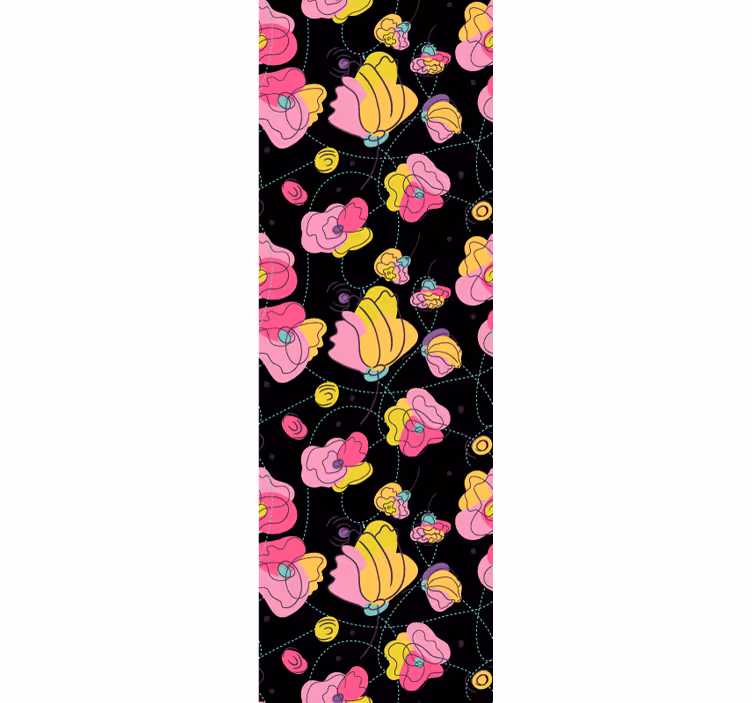 Teenage bedroom roller blind in neon flower pattern - TenStickers