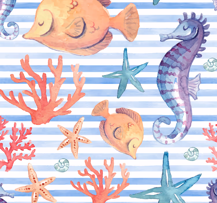 Teenage bedroom roller blind sea life design - TenStickers