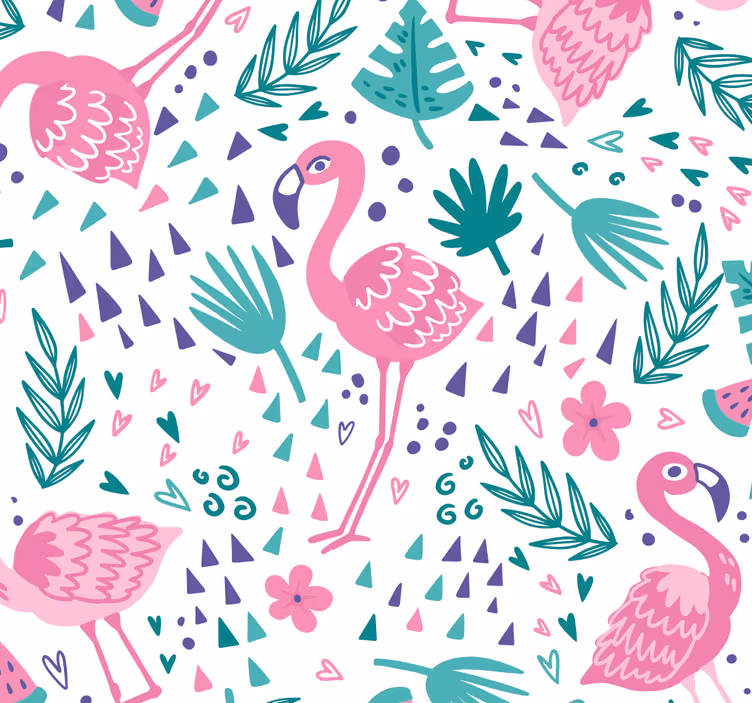 Teenage bedroom roller blind flamingo design - TenStickers