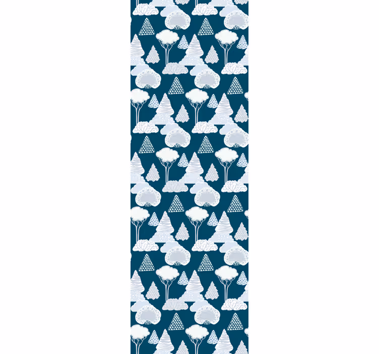 Modern roller blind in japandi navy blue trees - TenStickers
