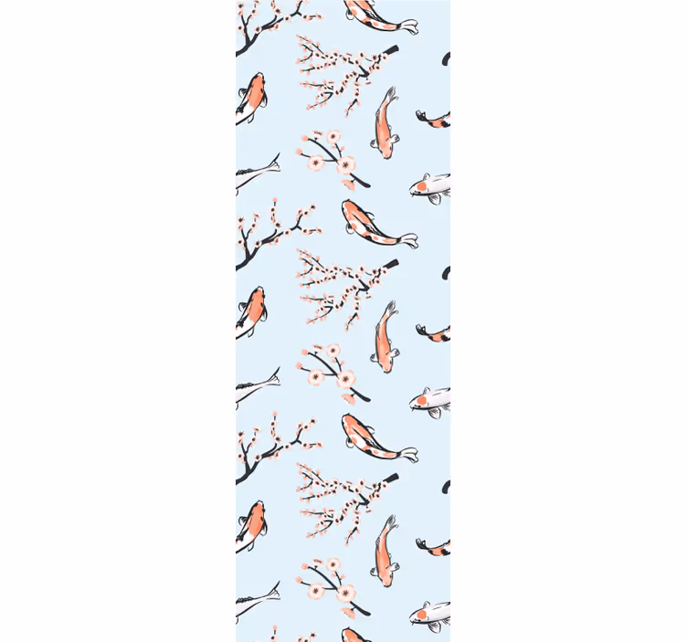 Modern roller blind koi fish and cherry branches - TenStickers